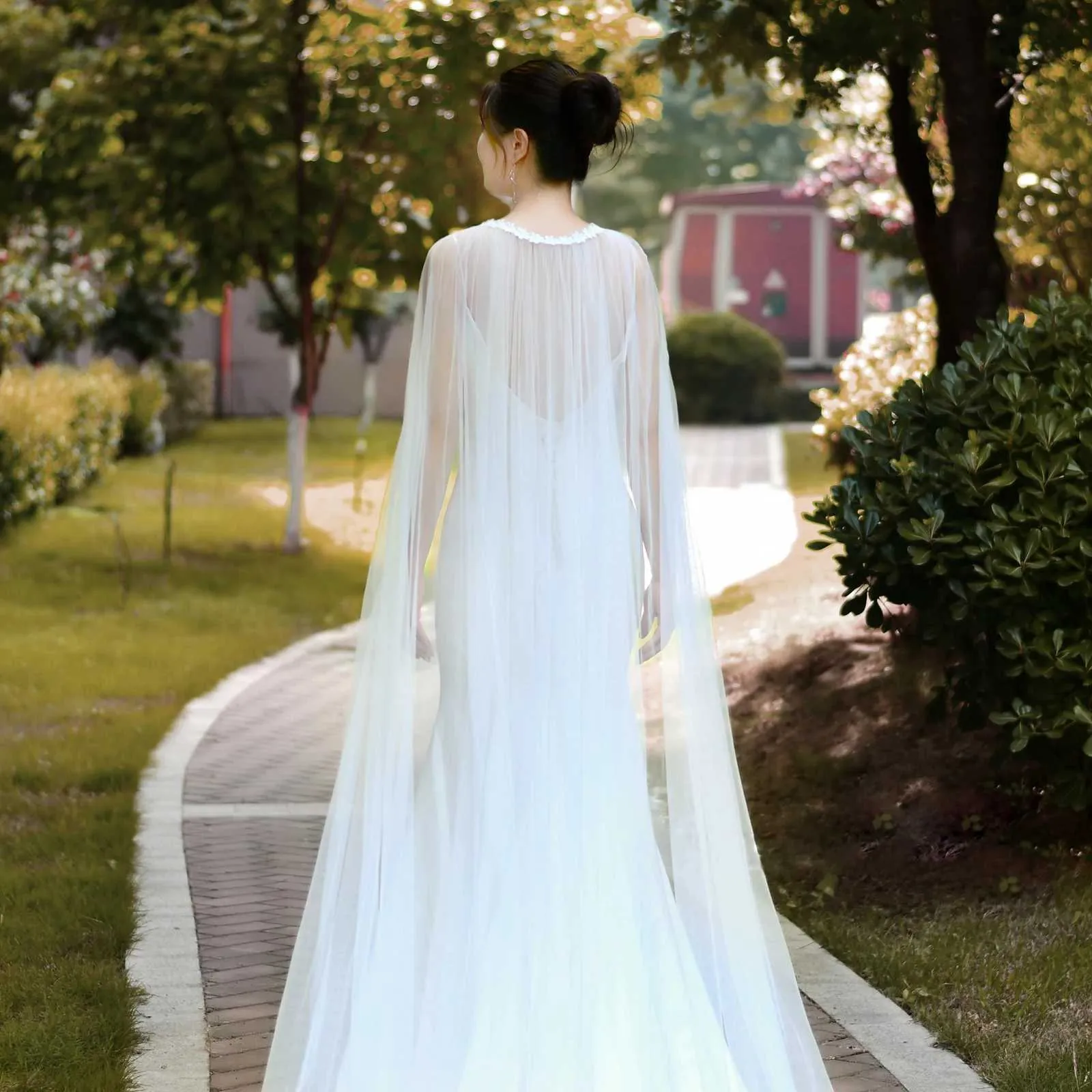 Haarschmuck für Damen, eleganter Umhang, Cape, Schleier, schlichter Bolero, Braut, weicher Tüll, Schal, Hochzeitskleid, Zubehör für VG28_voghion.com