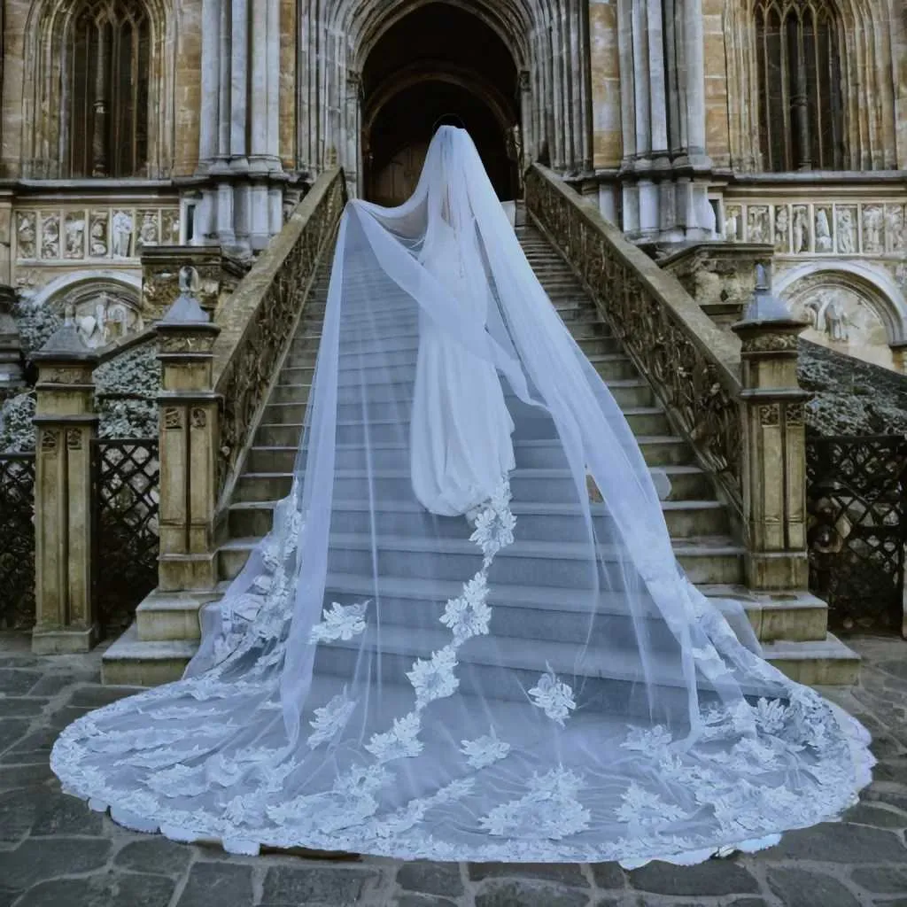 Capelli Jwlry V146 Vil Long Cathdral Bridal Vils 1 Tir Lac Appliqus Edg Mantilla Wid Wdding Accssoris per_voghion.com