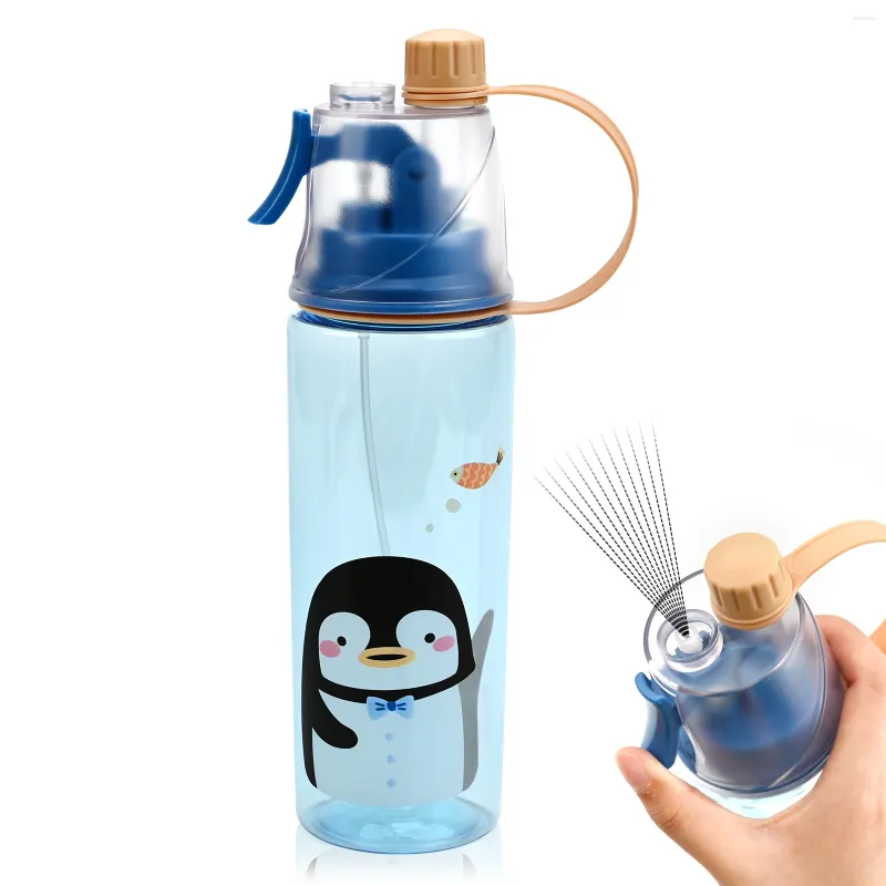 Бутылки с водой 600 мл утечка спрей для питья бутылка с флип -соломенным наружным спортивным увлажнения