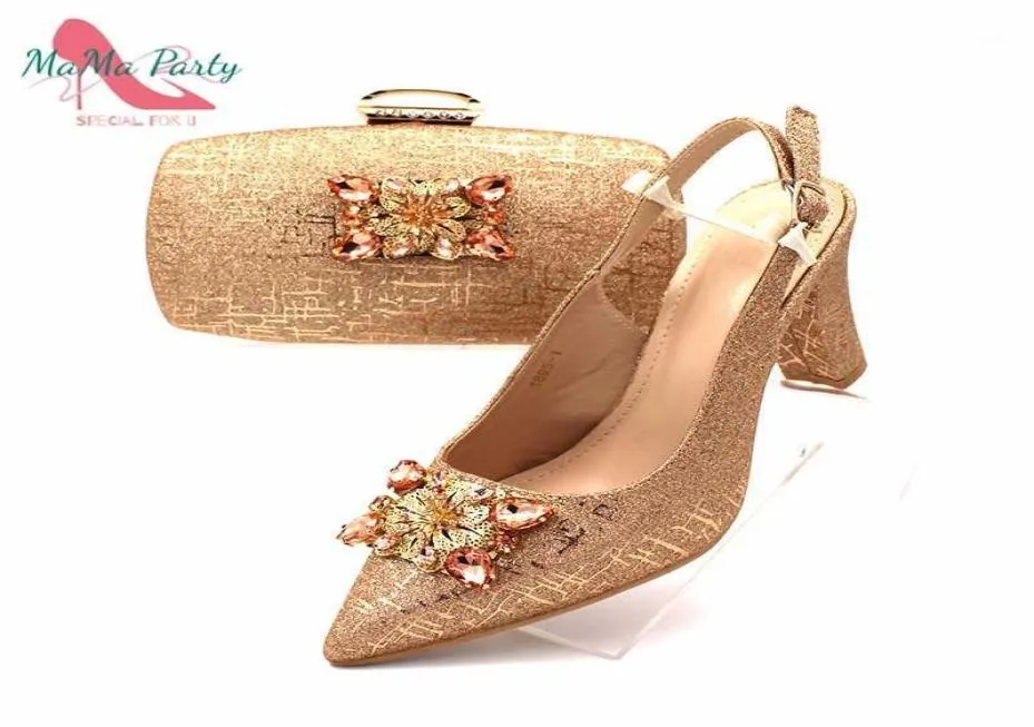 Dress Shoes Pretty Women 2021 Special Pointed Teen Ladies and Bag die bij Champagne Matching Set19195790 matchen
