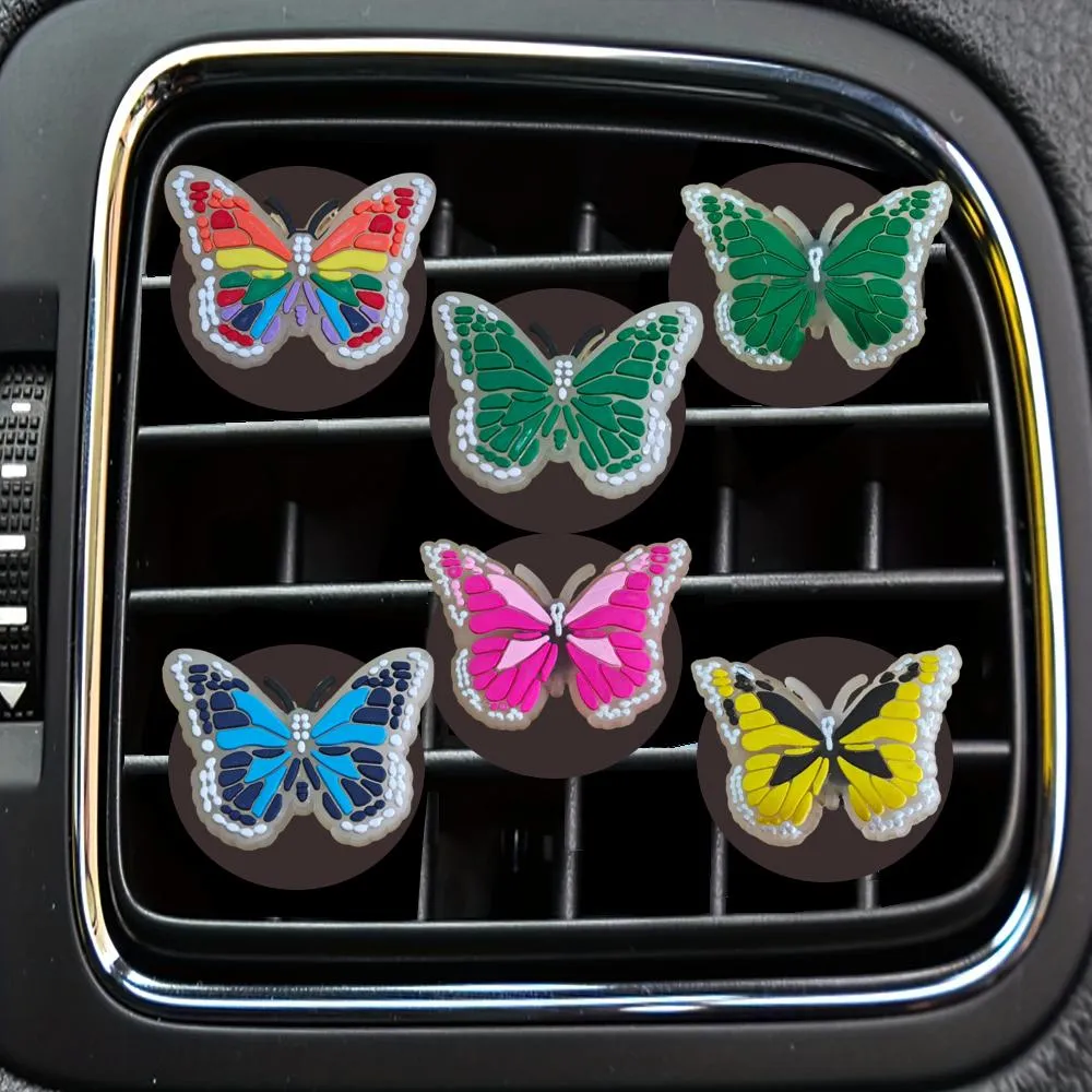 Interieurdecoraties Fluorescent Butterfly 6 Cartoon Auto Air Vent Clip Conditioner Outlet per clips voor kantoor Home Square Head Freshe OTO3A