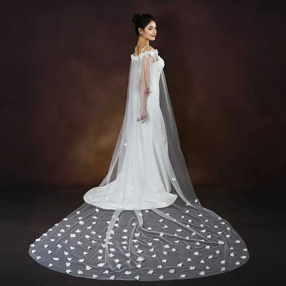 Haarschmuck Damen Cape Brautumhang Schleier Lang Kathedralenstil Schal Hochzeitskleid Zubehör für Schulterdekoration_voghion.com