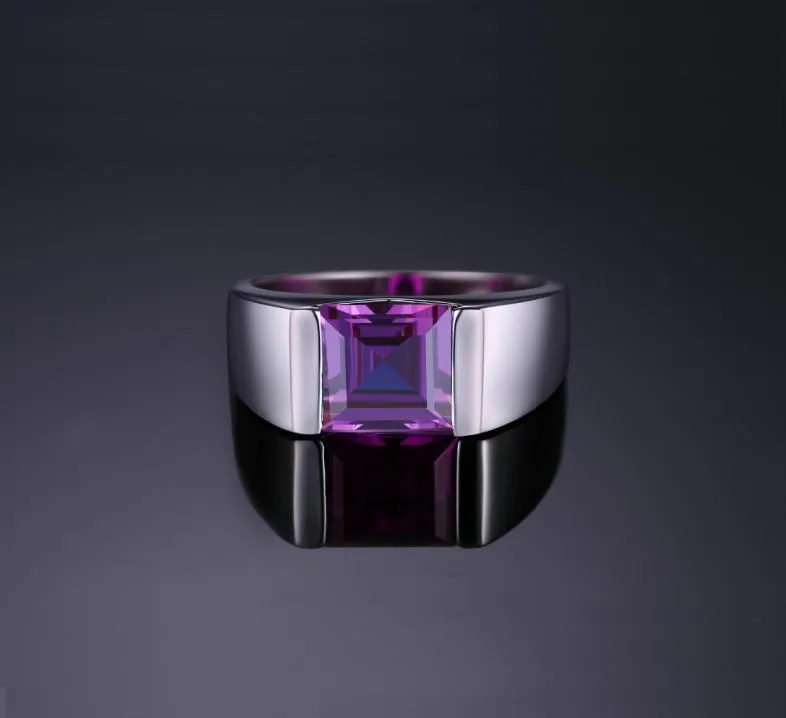 Anneaux Men039s Square 33CT créé Alexandrite Sapphire 925 Sterling Sliver Ring For Men Fine Jerwelry Fashion Style6382407