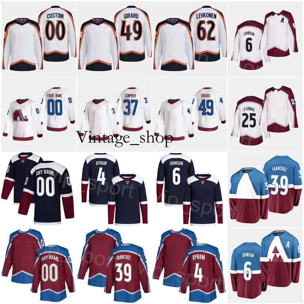 Vin Reverse Hockey 25 Logan Oconnor Jersey 6 Erik Johnson 4 Bowen Byram 62 Artturi Lehkonen 37 JT Compher 49 Samuel Girard 39 Pavel Francou