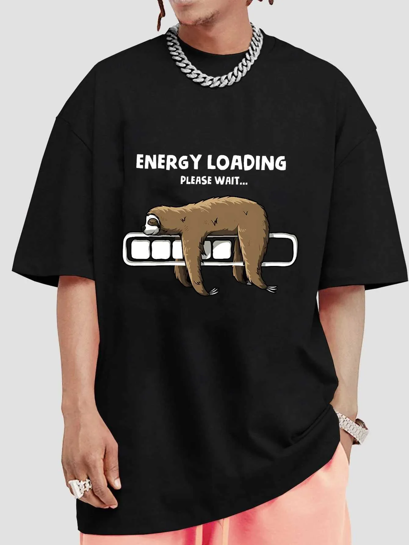 T-shirts masculins paresseux drôle de dessin animé graphique imprimement t-shirts décontractés t-shirts d'été