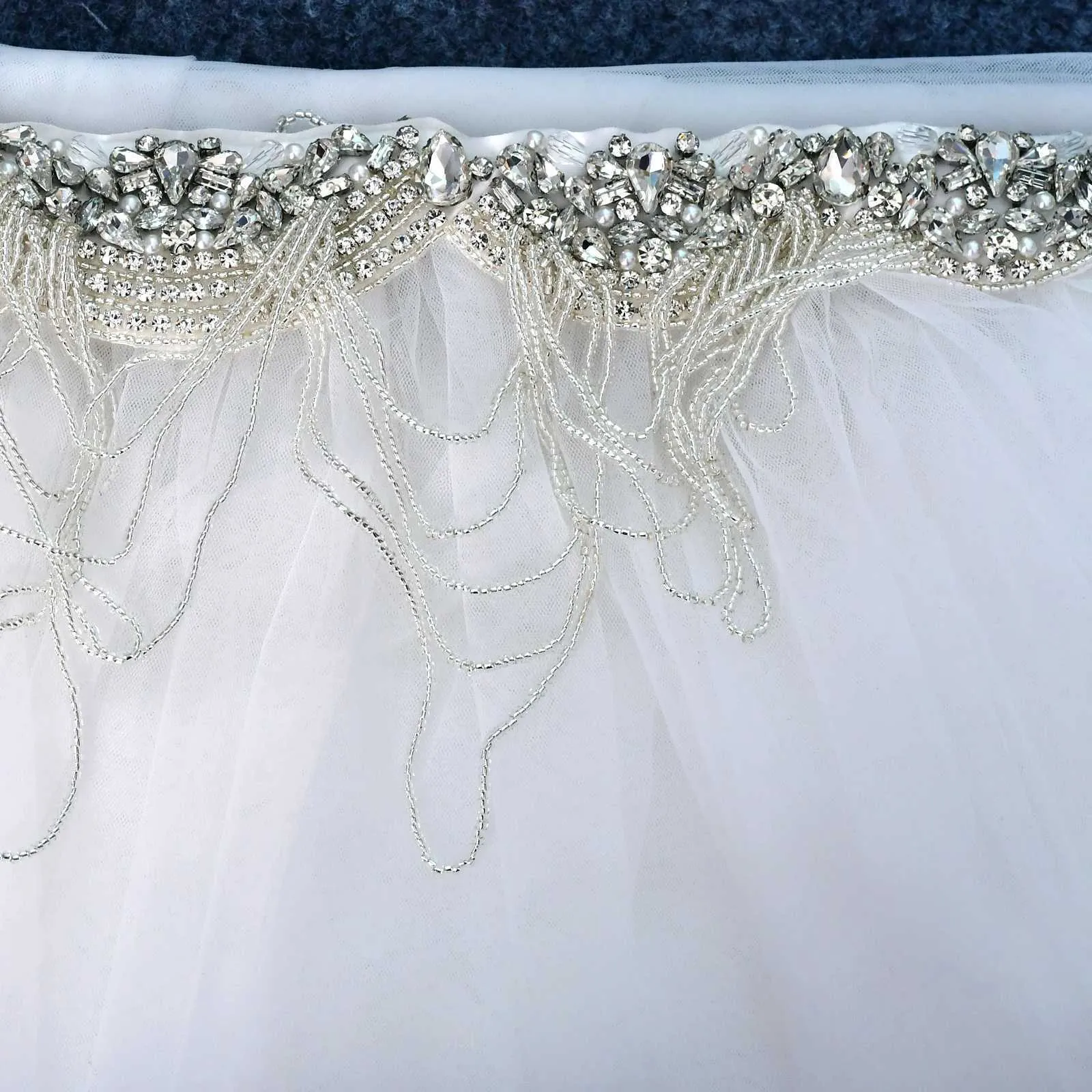 Gioielli per capelli Mantella da sposa con perline, strass, velo, scialli e boleri, giacca in tulle, abito da sposa_voghion.com