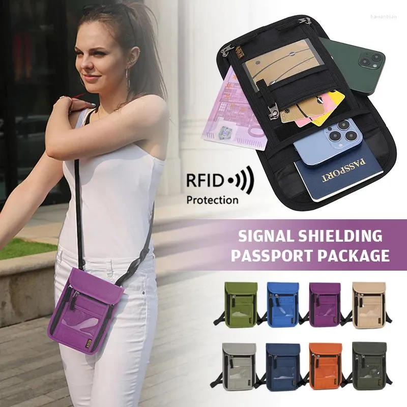 Storage Bags Multi-pocket Passport Bag ID Organizer Neck Pouch RFID Certificate Blocking Travel Holder