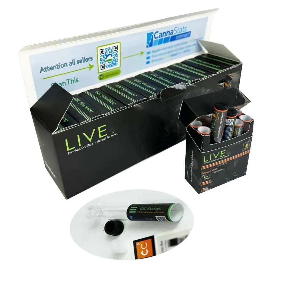 Box de empaquetado en vivo Pack Glass Bolsas desechables Package Carts Package Box 1.0 G Box de embalaje infundido