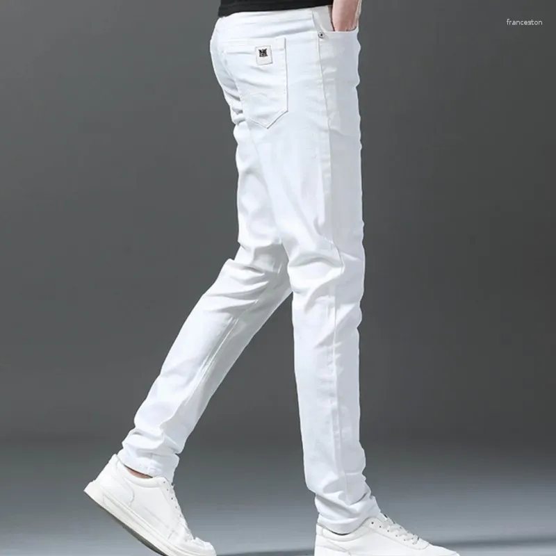 Jeans masculin denim pour stret slim blanc jeune et décontracté pantalon de coton régulier quatre saisons pantalon masculin dropship