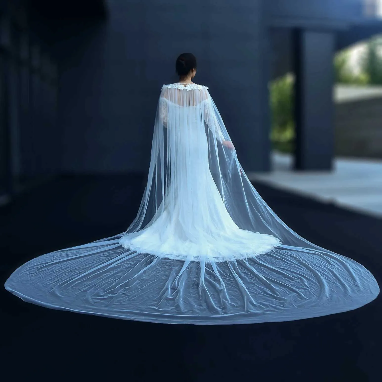 Hair Jewelry Womens VG18 Long Cloak Evening Cape Veil Jacket for Women Large Size Bolero Bridal Soft Tulle Shawl Wedding_ipsvogv.com