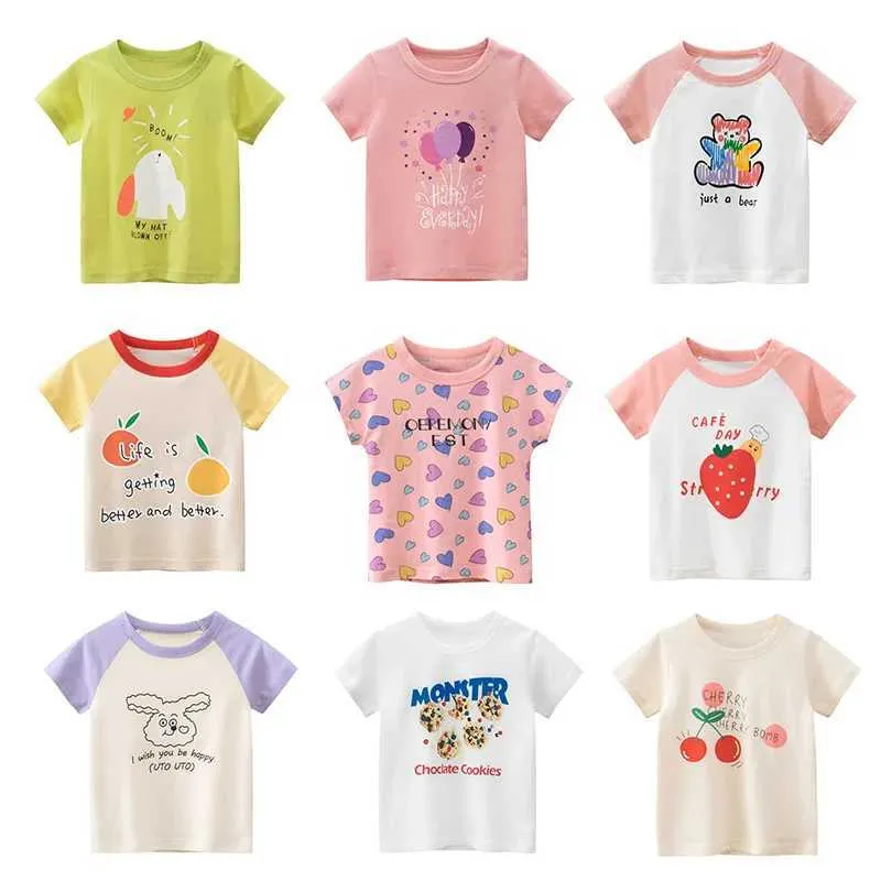 T-Shirts 2023 Sommer Kurzarm T-Shirts für Mädchen bedrucktes Brief Baby Girl Tops 2-8 Jahre Kinder Mädchen T-Shirts Kinderkleidung Kleidung T240509