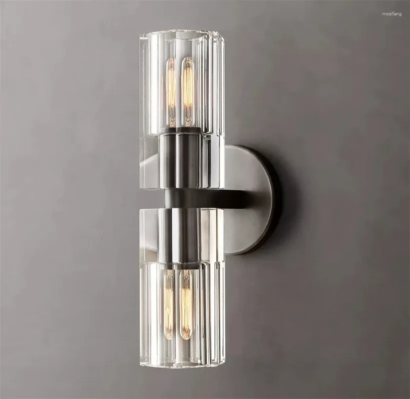 Muurlamp modern interieur licht helder kristal messing zwarte woning decor gang woonkamer