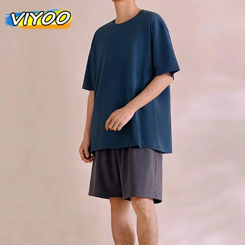 Домашняя одежда мужская модель блузки костюмы пара пижамных штанов PJS для женщин Summers Корейская одежда