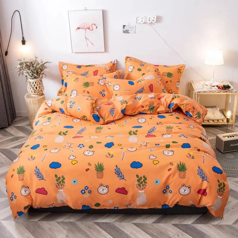 Bettwäsche Sets Klaroom niedliche Cartoon -Bettwäsche Orange Bettdecke Abdeckung DL44# Bettwäsche und einfache Kissenbezugblätter