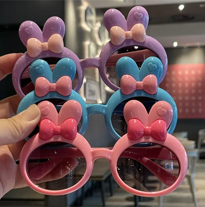 Wholesale Children's Rabbit Ears Bow Sunglasses for Kids Girls New Korean Style Baby Cute INS Eyeglasses Fashion Photography Glasses