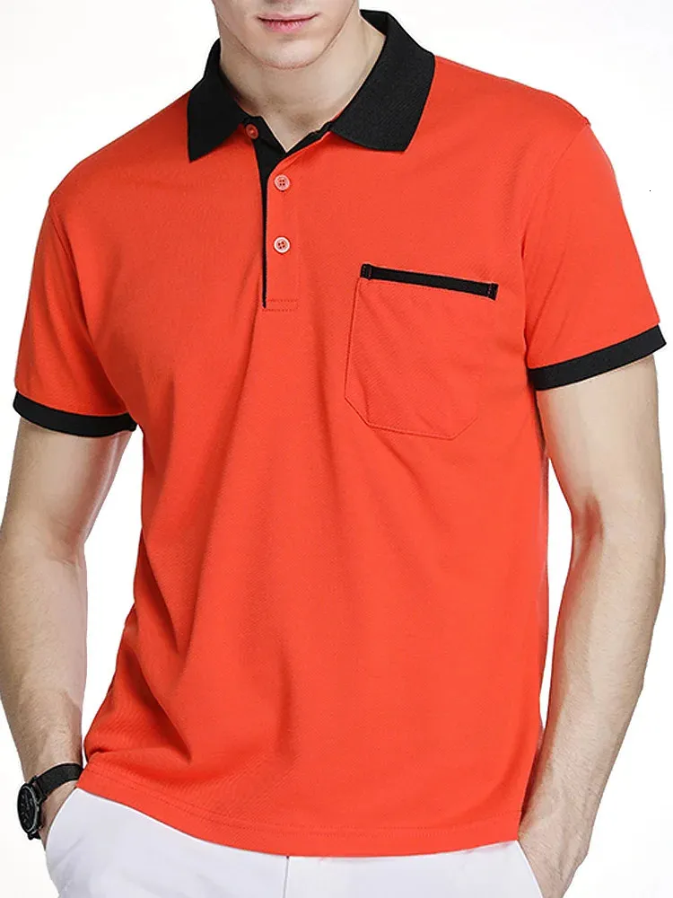 Gaaj marka Mężczyzn Polo Shirt Pocket Contrar Bawełniany krótki rękaw męskie obroń