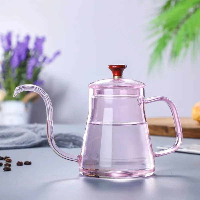 Keukenaccessoires Hand Drip Coffee Set Gozeck Kettle Barista Tools Coffeeware Teaware Swan Neck Teapot Tea Pot Glass Potten 240510