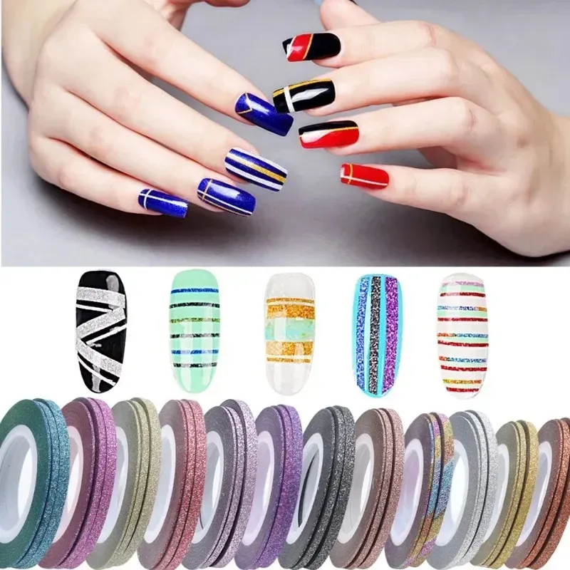 Nail Polish Threads with Frosted Gold and Silver, Adhesive Backing, 1mm ...