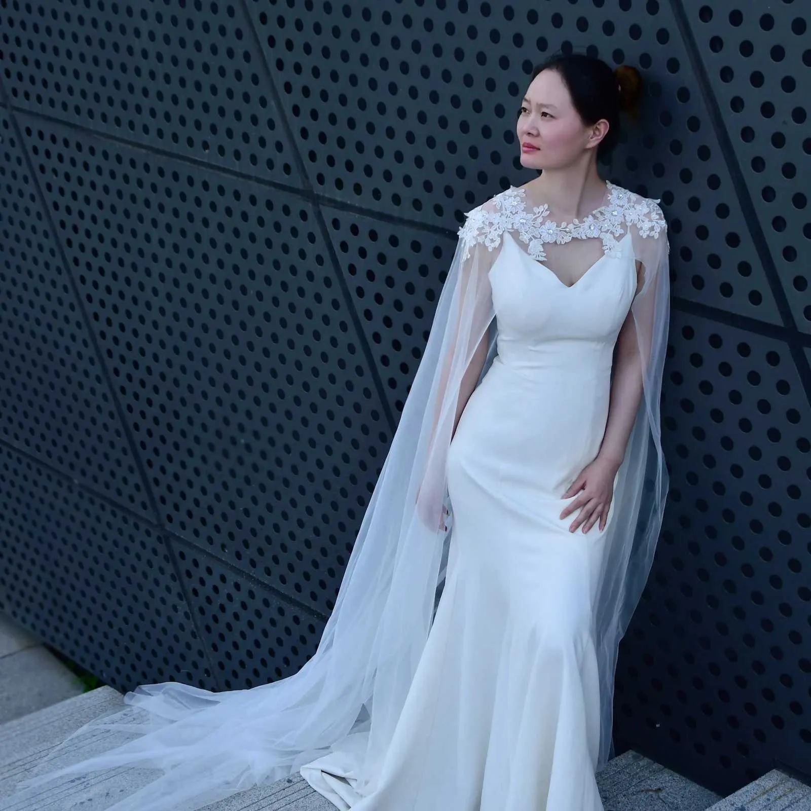 Haarschmuck VG53 Hochzeit Kathedrale Länge Bolero Braut Cape Schleier Jacke Damen Übergröße Schal Braut Accessoires_voghion.com