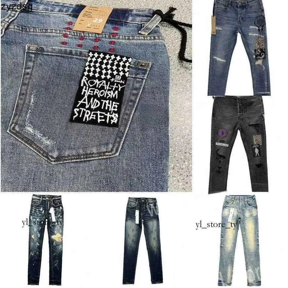 Męskie dżinsy fioletowe dżinsy Trend mody Kusbi Jeans Designer Ksubi Jeans Męscy chude dżinsy 2024 luksusowe dżinsowe pres w trudnej sytuacji Black Jean dżins szczupły dżins
