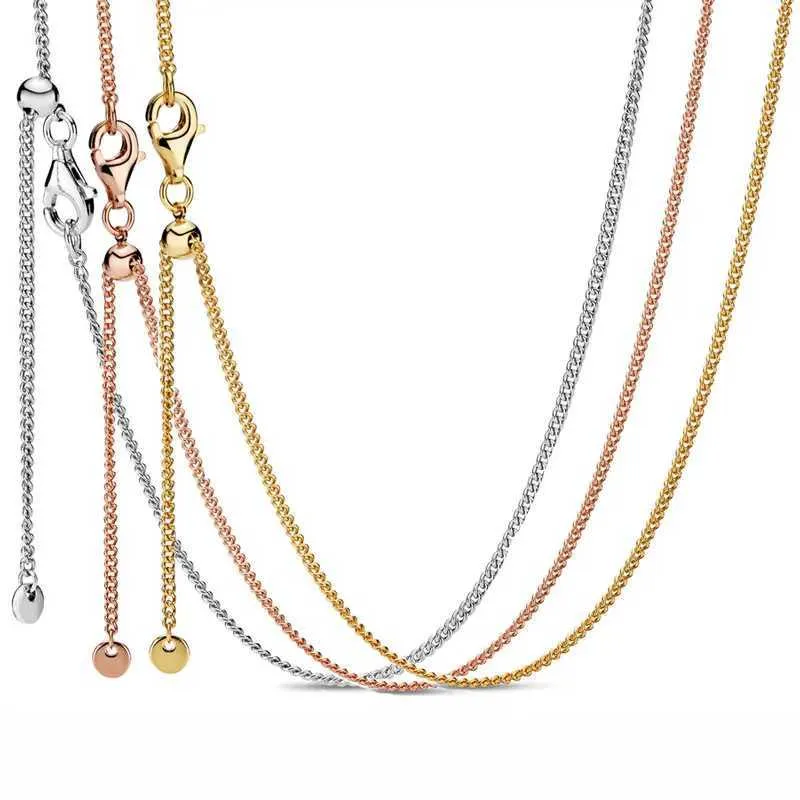 Hangende kettingen originele roségouden cu schuifjes gesp aan aanpassing basis ketting dames 925 sterling zilveren charme ketting mode sieraden j240513