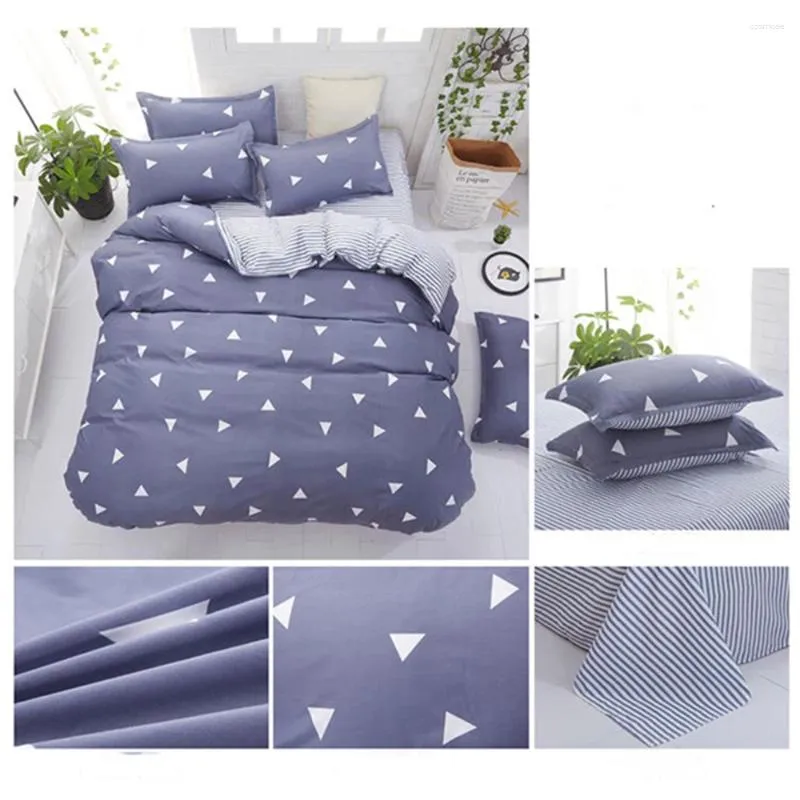 Ensemble de literie 4pcs Ensemble de mode pur polyester simple mignon A / B Modèle double face simplicité lit aheet couvre-oreiller couvercle