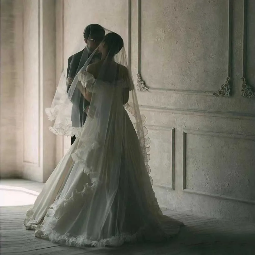 Hair Jewelry Romantic Bridal Veils 1 Tier Rigid Organza Ruffled Edges Veil NO COMB Wedding Bride Accessories VP72_voghion.com