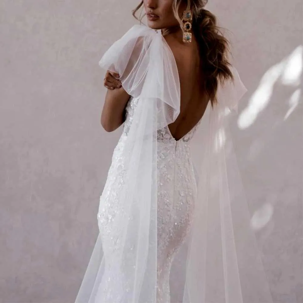 Gioielli per capelli Mantello da donna 1 paio Ali da sposa Velo da sposa Maniche rimovibili Spalle Copri Scialle Accessori per feste da sposa_voghion.com