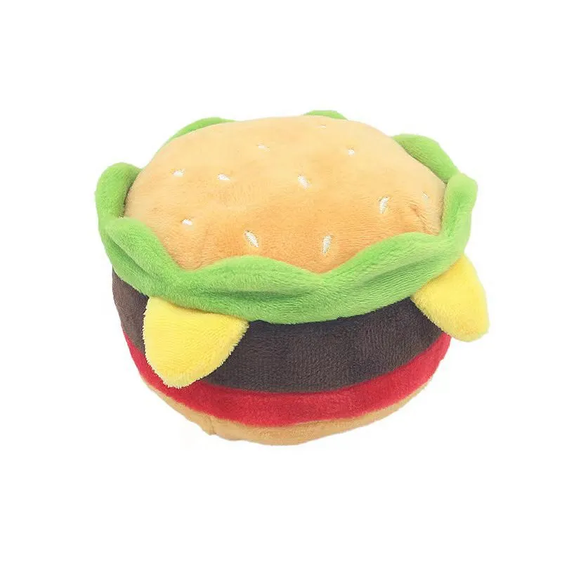 Symulowany hamburger kształt zwierzaka żucia zabawne dźwięk piszczący żucie nadziewane miękkie zabawki do treningu zwierząt domowych zabawne zabawki