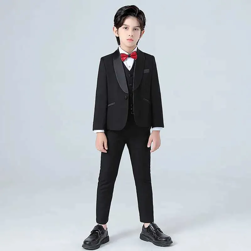 Anzüge 007 Hochzeitsanzug für Jungen Kinder Fotografie Aufführung formeller Anzug Kinder Schulabschlussanzug Mädchen Klavier Zeremonie Kostüm