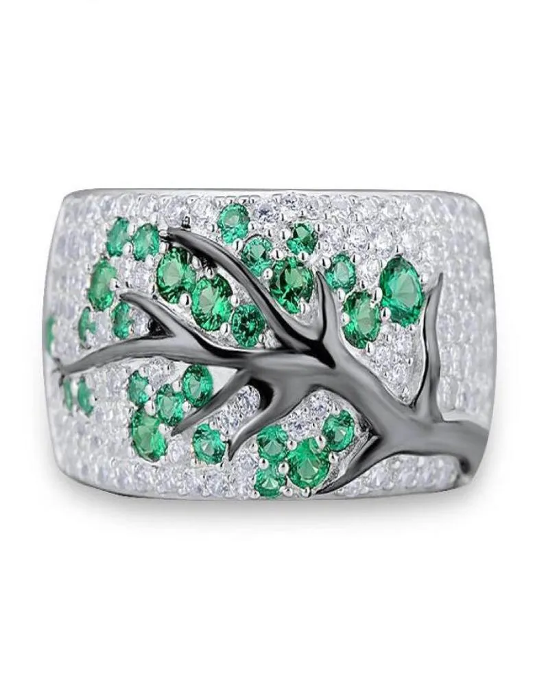 Maat 511 hele vintage mode -sieraden 925 Sterling Silver Emerald CZ Diamond Gemstones Party Women Wedding Engagement Band R6612576