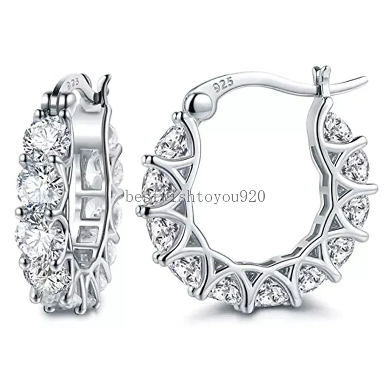 Stud Full Paveed Crystal CZ Boucles d'oreilles pour femmes pour femmes accessoires éblouissants de mariage délicat d'anniversaire de déclaration de cadeaux d'anniversaire bijoux