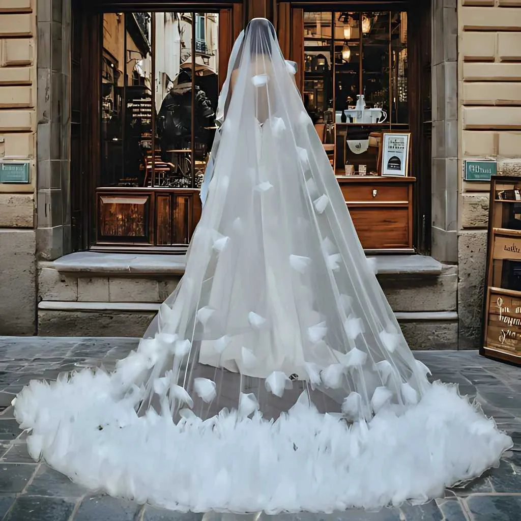 Hair Jewelry 2 Tier Romance Wedding Veil 5M Long Cathedral Style Soft Bridal Illusion with Comb Bride Accessories V126_voghion.com