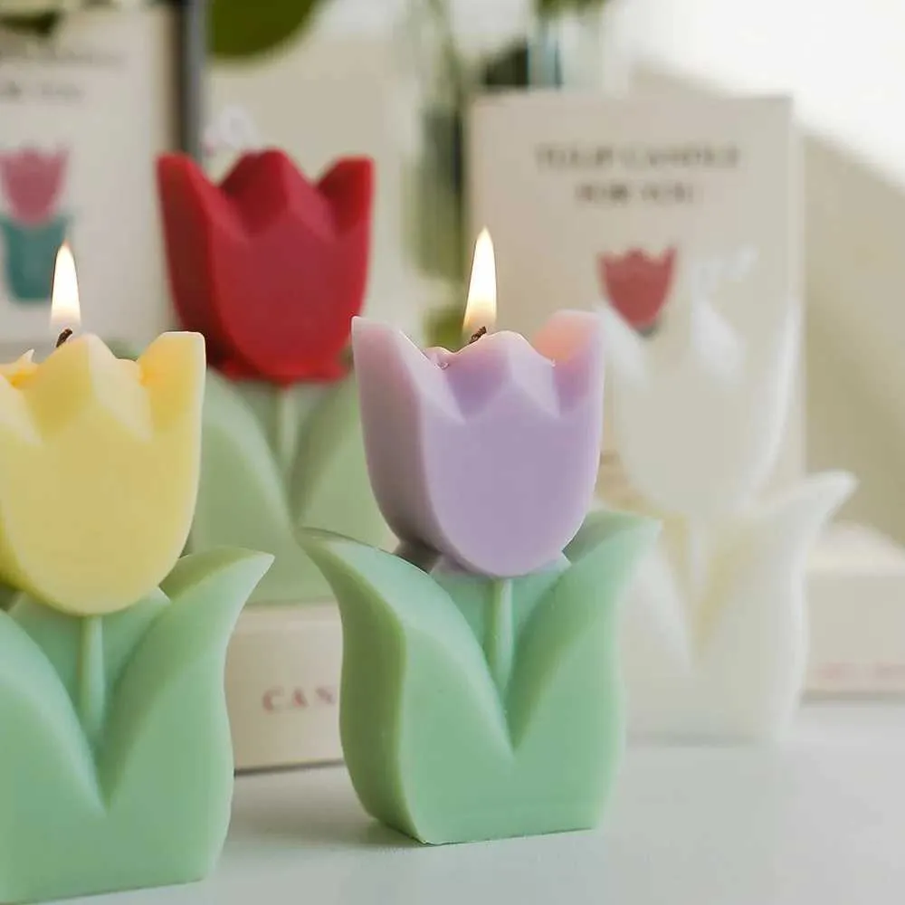 5pcs bougies Tulip Bougies colorées fleur bougies parfumées