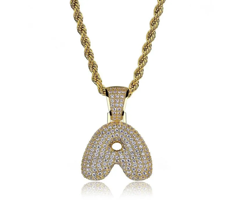 Biżuteria biodrową Diamentowy naszyjnik lodowane łańcuchy mikro sześcienne z cyrkonu Zestaw Naszyjnik z diamentami 18k złota litera 1471908