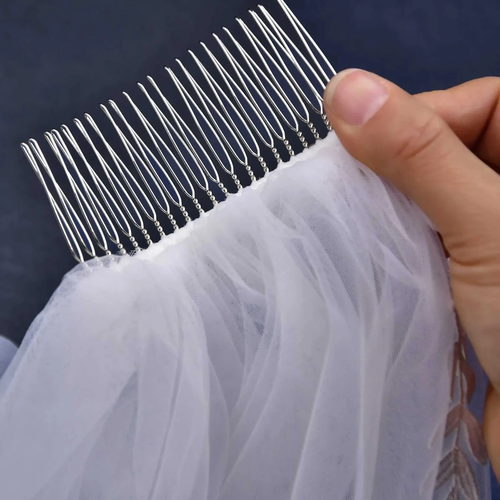 Voile de mariée avec bordure en bijoux pour cheveux, voile de mariage blanc ivoire de 3 m, bordure fine en dentelle festonnée, cathédrale, accessoires de mariée_voghion.com