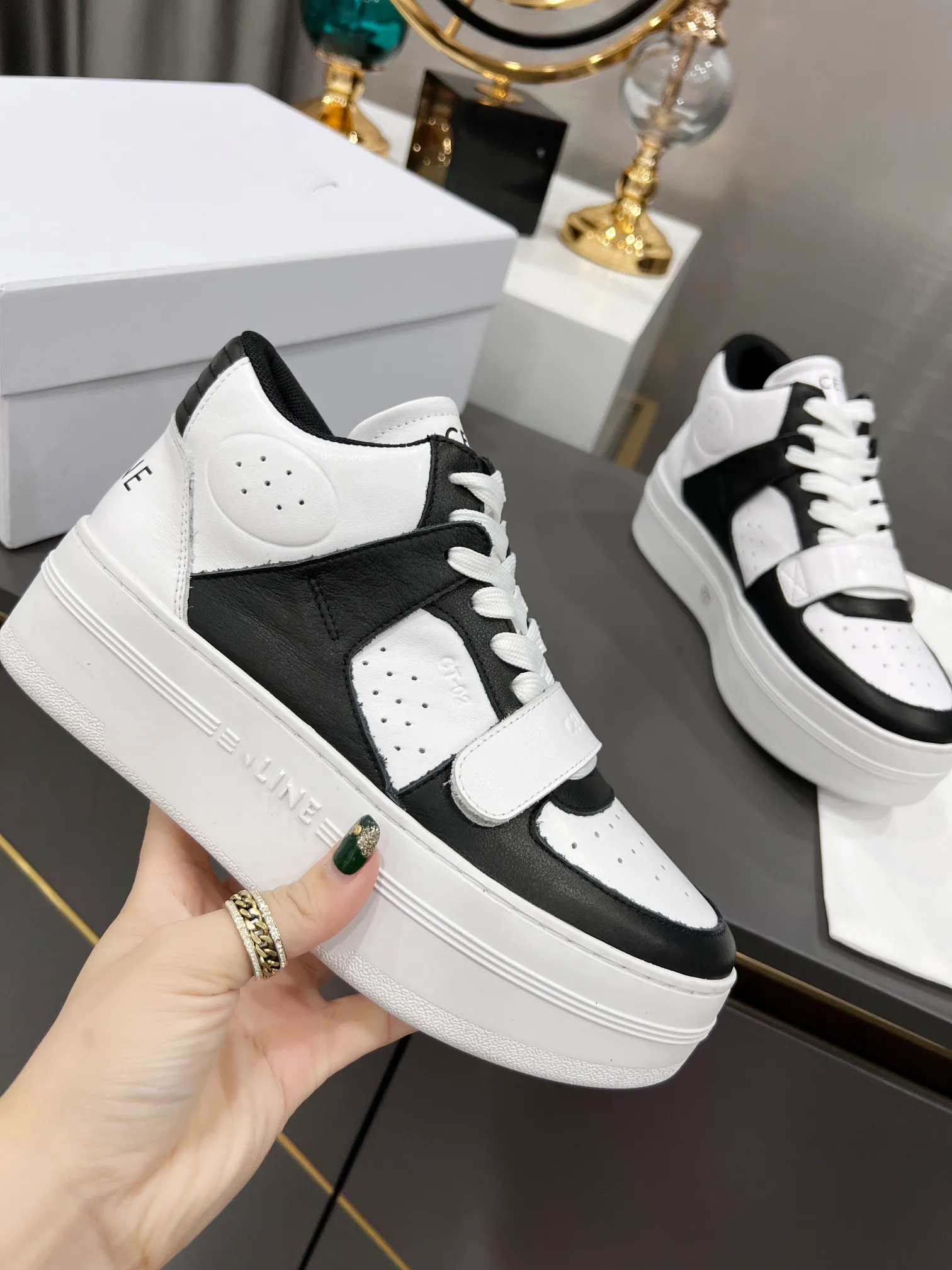 Designer white platform trainers deals