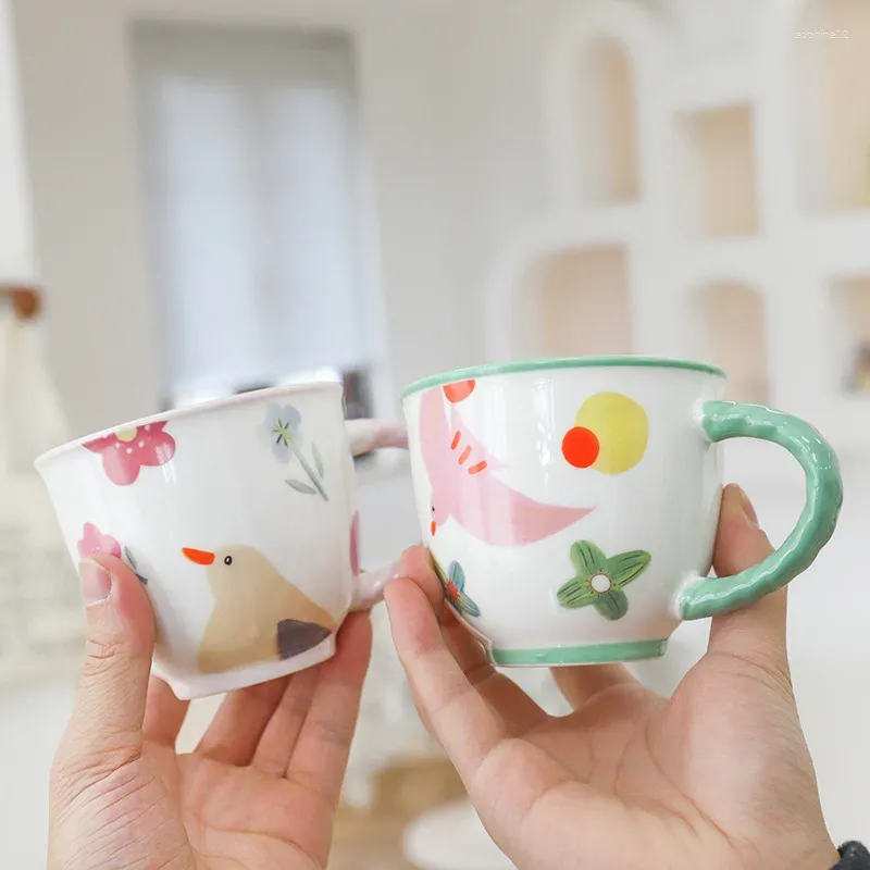 Mugs Creative Cartoon Thermal Personality Breakfast Cereal Cute Ceramic Milk Household Large Capacity Coffee Oatmeal Cup