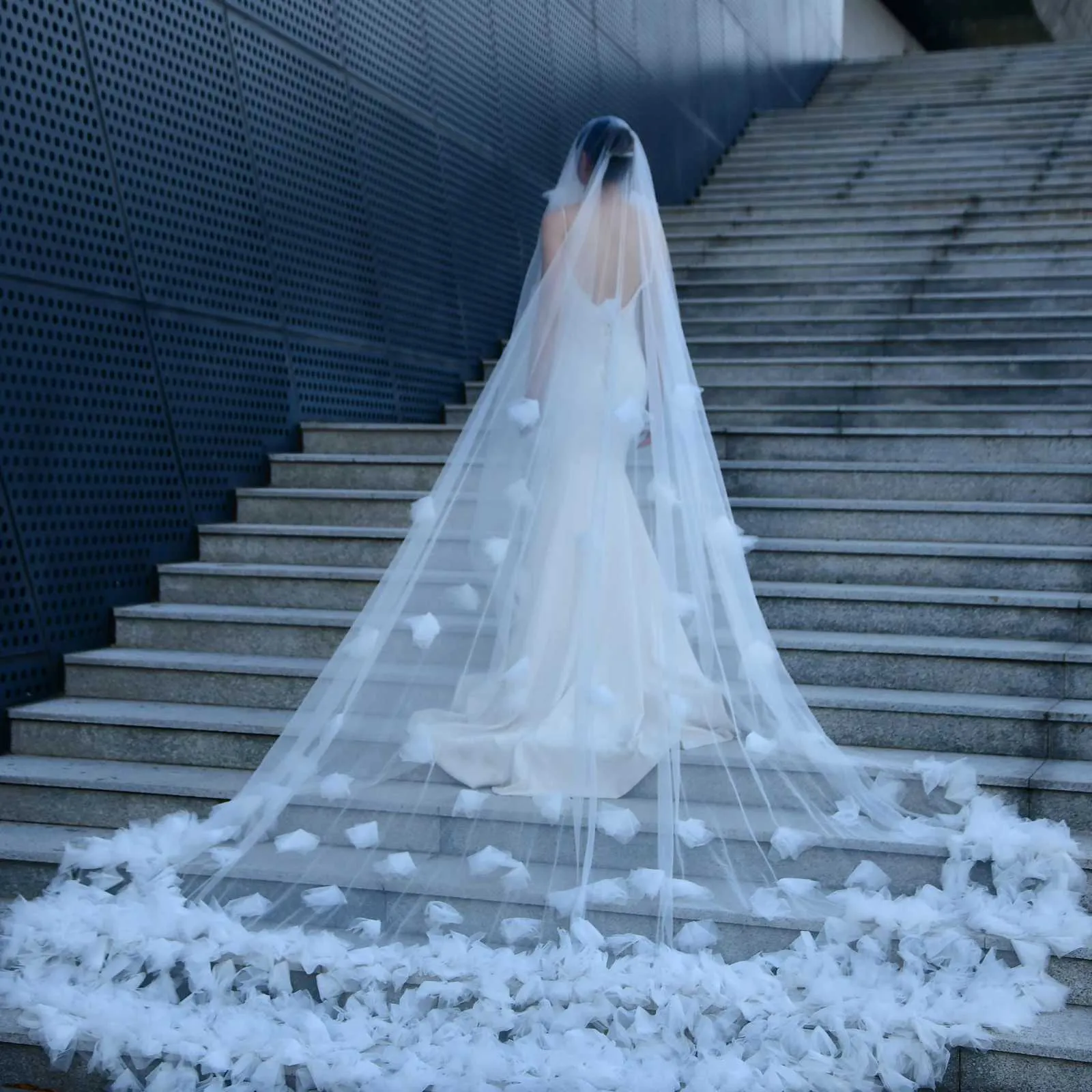 Wedding Veil Cathedral Length Soft Bridal Illusion With Comb_voghion.com