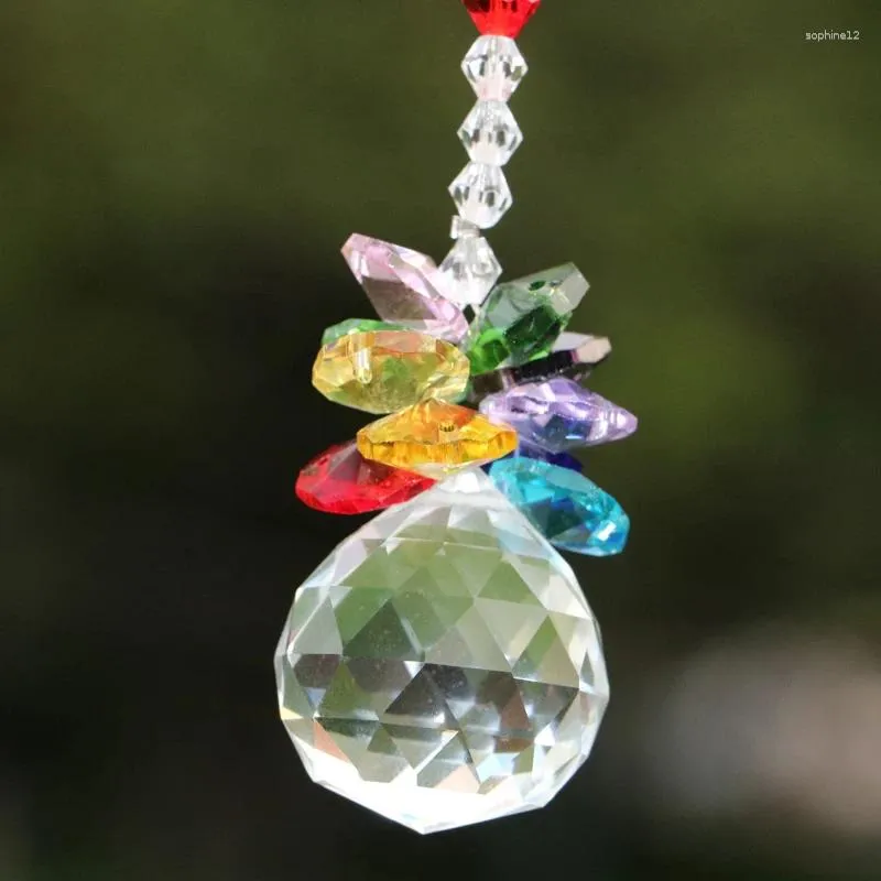 Декоративные фигурки 1pcs Diy Chakra Sun Catcher Crystal Ball Prism Rainbow Octagon Beads Висят солнечные украшения