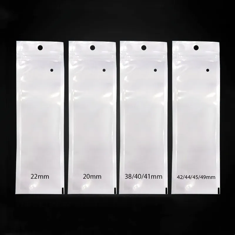 Clear+white pearl Plastic Poly OPP bag 6X19cm zipper Zip lock Retail Packages PVC bag for  watch band Strap for Samsung Galaxy watch 6 5 4 bands 20mm 22mm 45mm 41mm