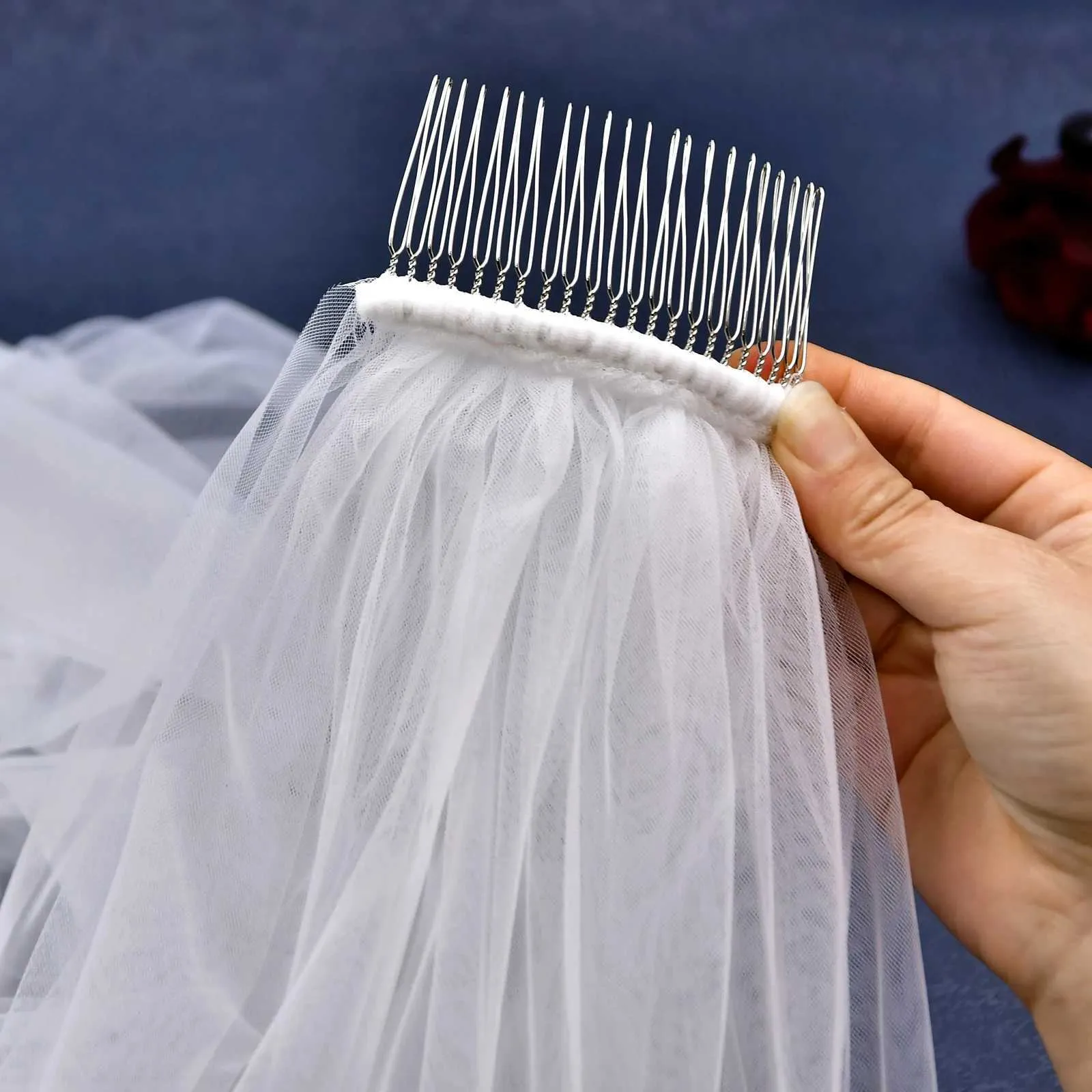 Bridal Veil Long Cathedral Wedding Veil With Comb Romantic Style_voghion.com