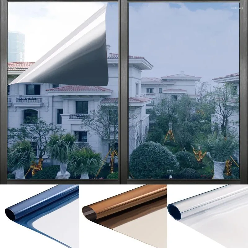 Window Stickers SUNICE No Glue Static Cling One Way Film Use For Daytime Privacy Factory Office Tint Eco-friendly 90cmX1500cm