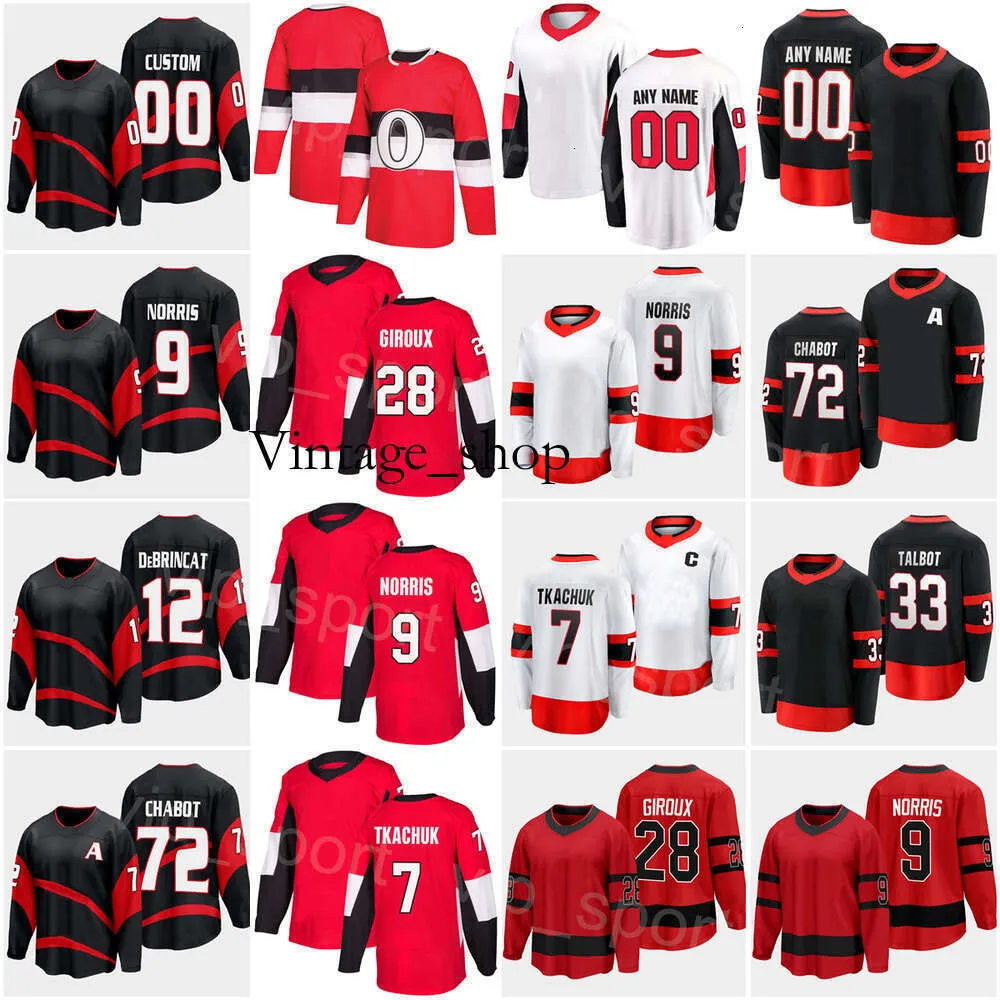 Vin Ice Hockey 2023 Reverse Retro 7 Brady Tkachuk Jersey 12 Alex Debrincat 9 Josh Norris 33 Cam Talbot 28 Claude Giroux 72 Thomas Chabot 28