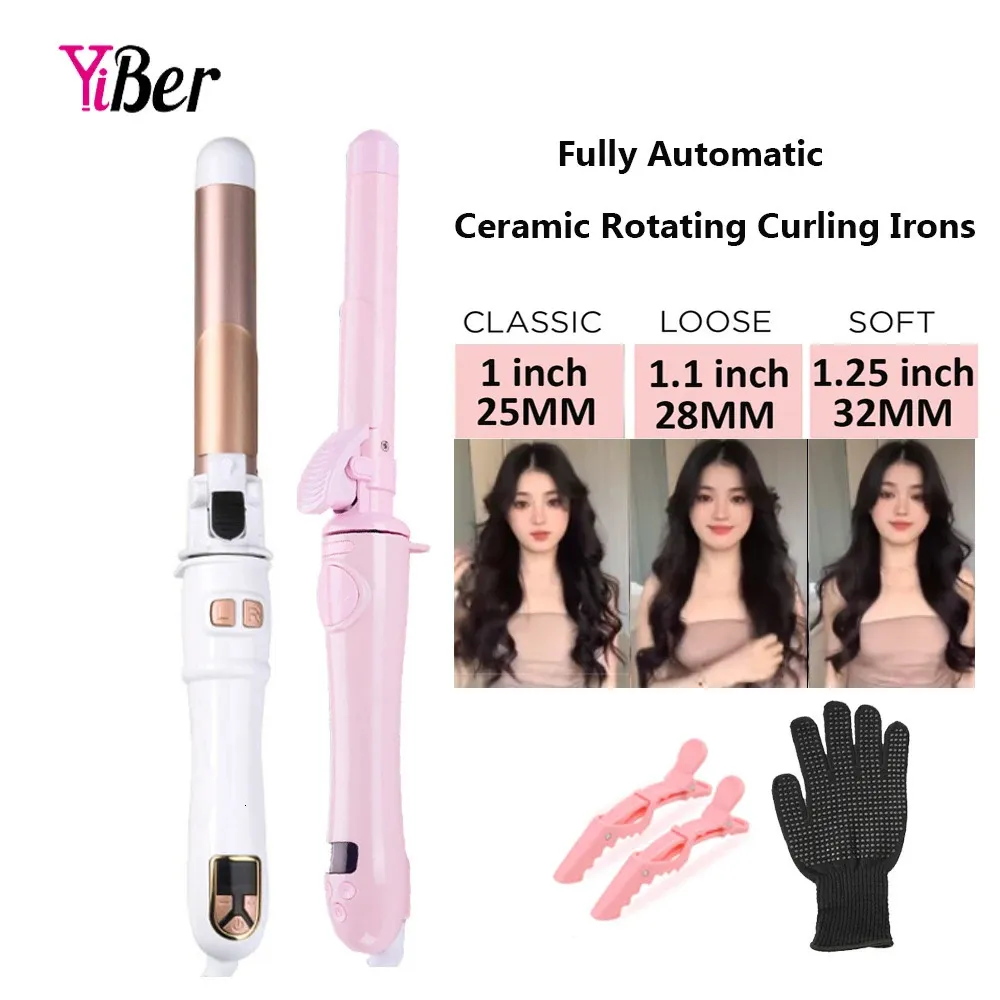 252832 mm en céramique entièrement automatique fers de curling rotatif Big Wave Wand Waver Hair Tools Curlers 240425