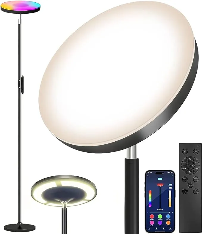 LED -lamp met dubbele zijverlichting met externe slimme app 36W/2600lm Fel hoog staande RGB -vloerlamphoek Multicolor Dimable