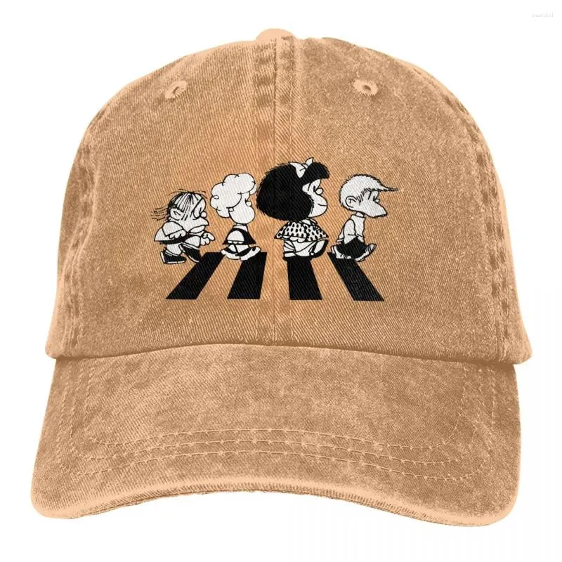 Bollkåpor Mafalda Cartoon Multicolor Hat toppade kvinnors mössa hennes vänner personliga visirskyddshattar