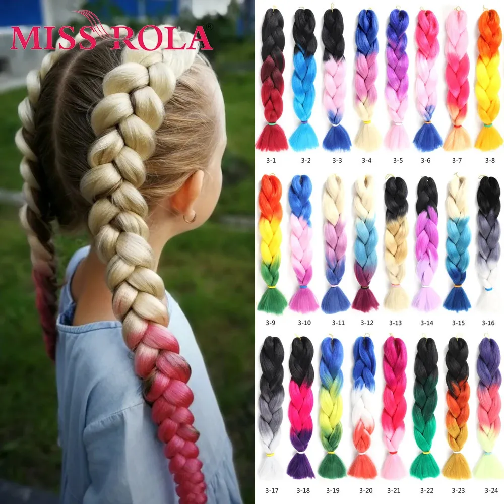 Fröken Rola 32inch 165G/PCS Twist Syntetisk hårstensition Jumbo flätning Kanakelon hår ombre färg grön rosa lila gul 240506