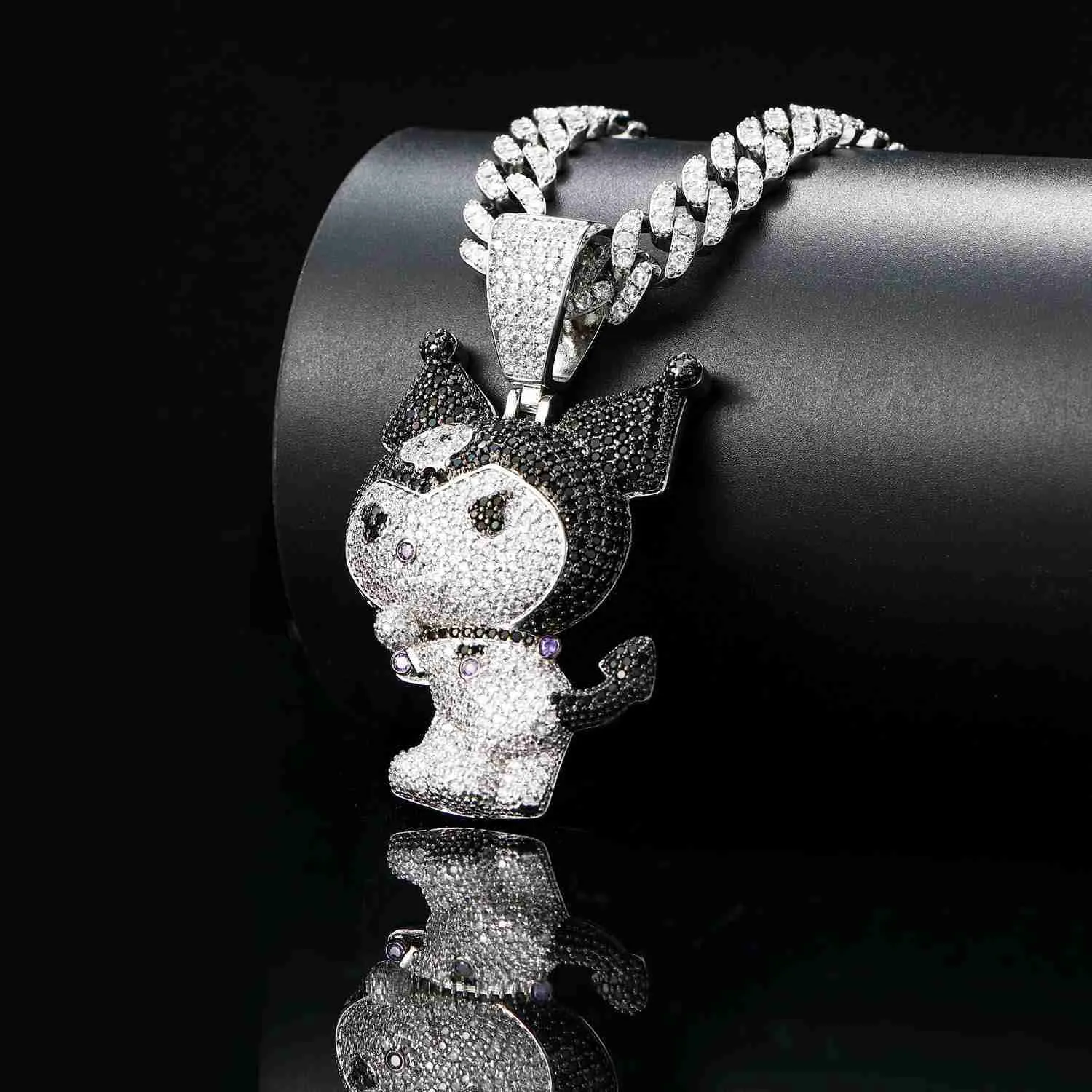 Hip Hop Jewelry Devil Kuromi Kuromi Cartoon Pendant Necklace S925, Personalized Versatile Design Necklace