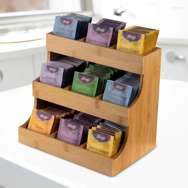 Kök förvaring kaffeväska rack sockerpaket station container dispenser hyllan för te arrangör fack bin arrangörer låda
